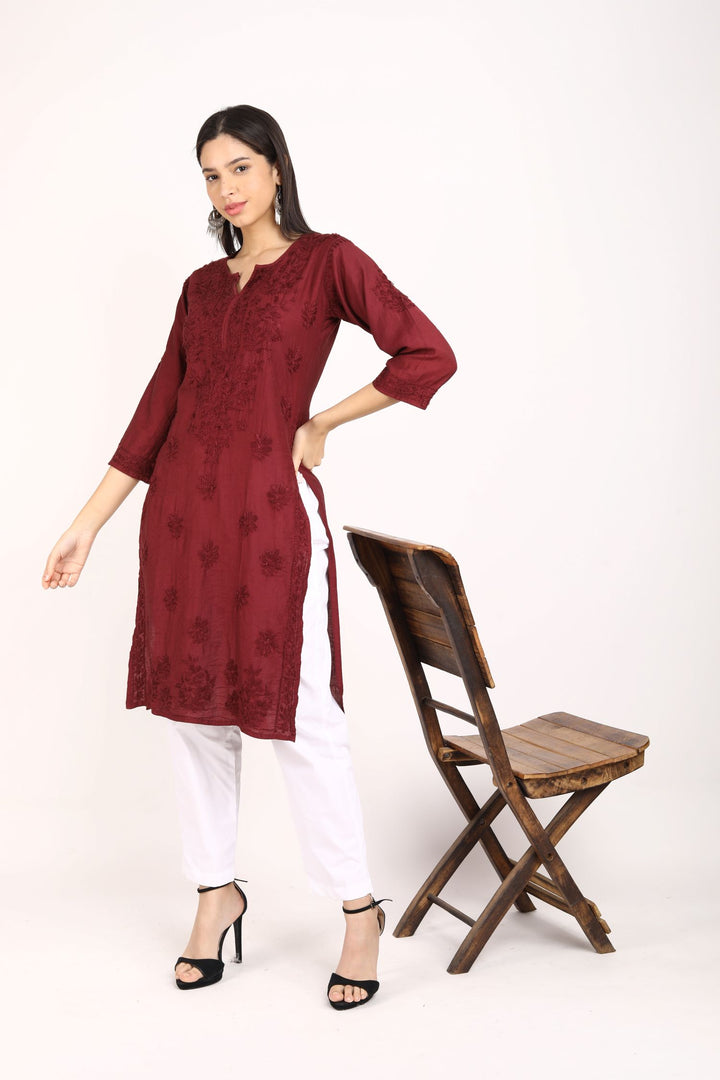 Kyra Chanderi Cotton Chikankari Kurti
