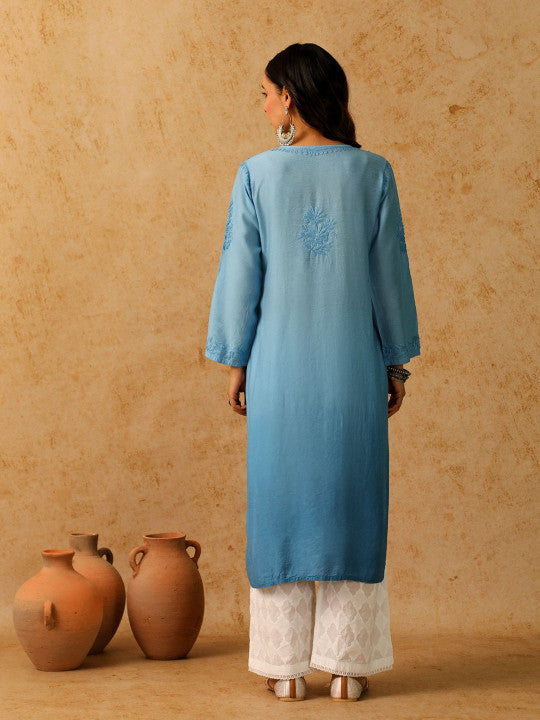 Adya Chanderi Chikankari Kurti