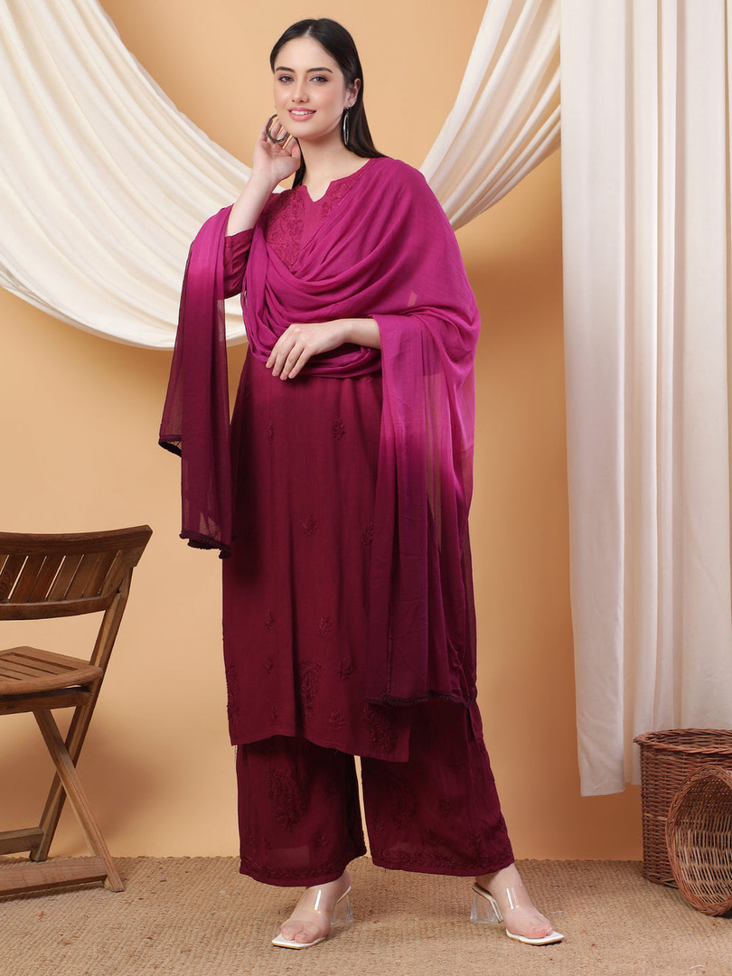 Bahar Chikankari Ombre Dyed Kurti Set