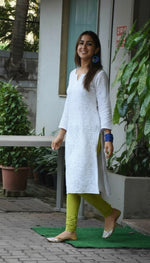 Load image into Gallery viewer, Zara Styled Georgette Chikankari Kurti With White Sharara
