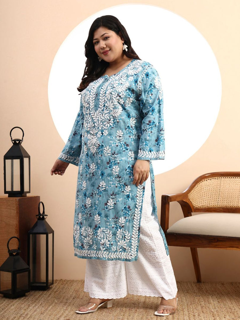 Safak Mul Chikankari Plus Size Kurti