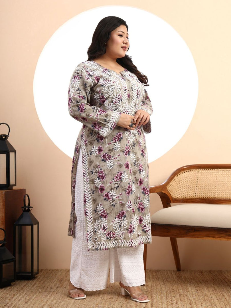 Safak Mul Chikankari Plus Size Kurti