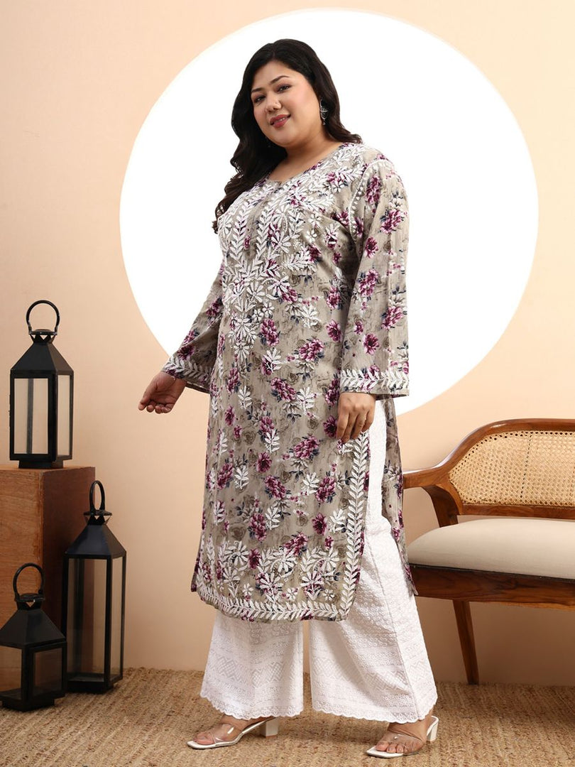Safak Mul Chikankari Plus Size Kurti