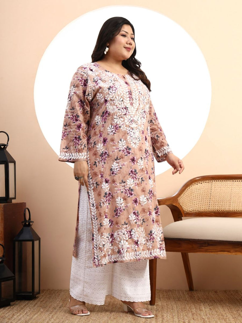 Safak Mul Chikankari Plus Size Kurti