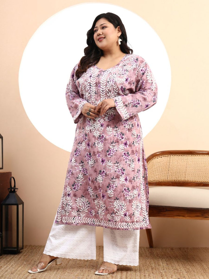 Safak Mul Chikankari Plus Size Kurti