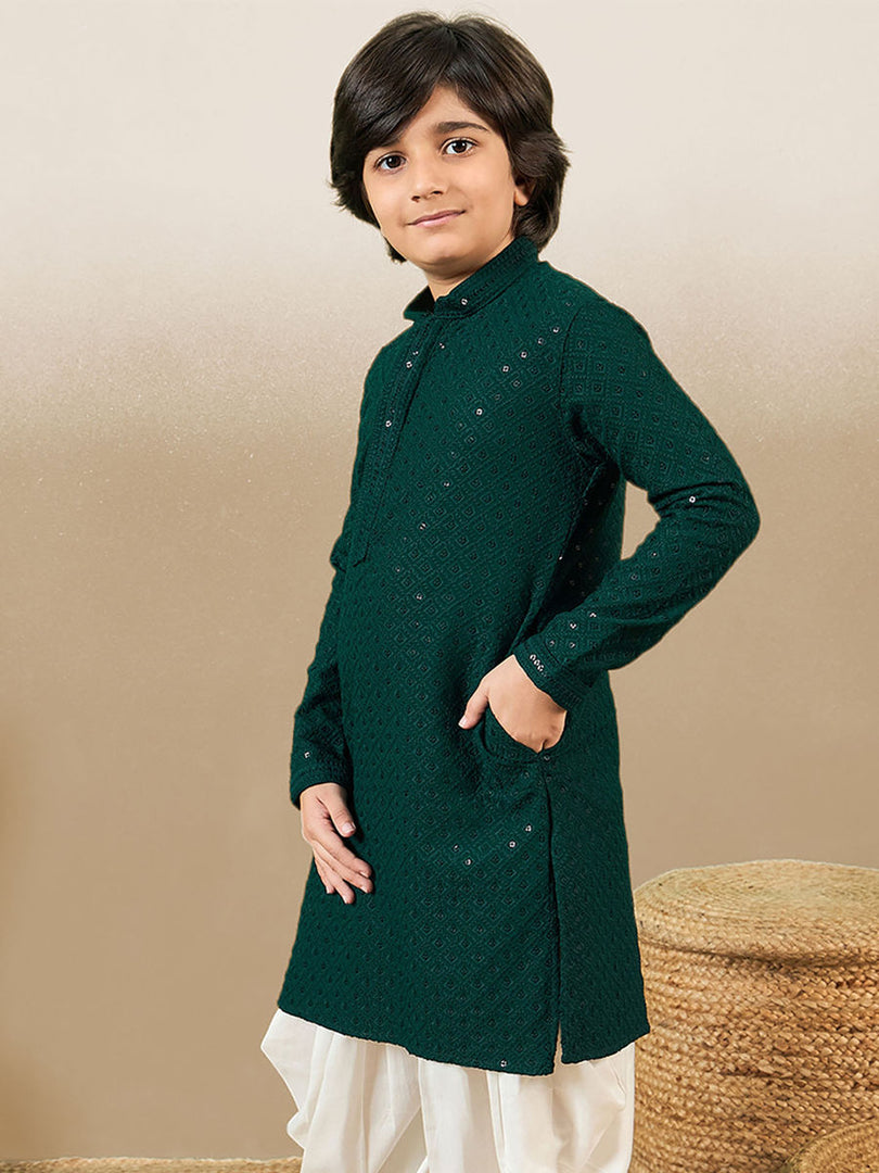 Kunwar Chikankari Boys Kurta Pyjama Set