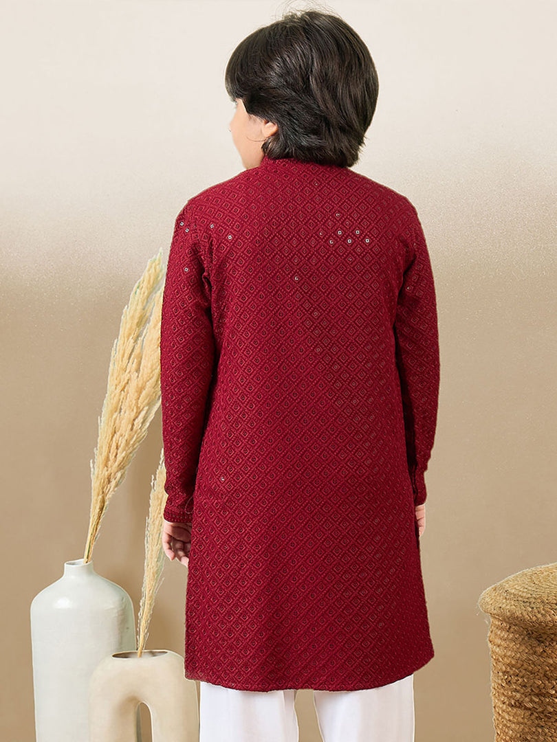 Kunwar Chikankari Boys Kurta Pyjama Set