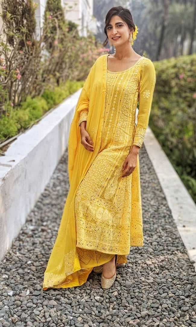 Shagun Viscose Heavy Anarkali & Dupatta Set Yellow