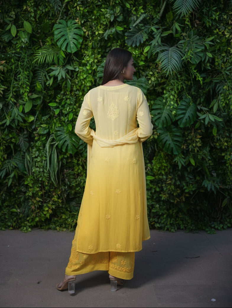 Nazakat Viscose 3D Chikankari Kurti Sharara Set