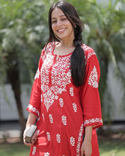 Najuk Modal Chikankari Straight Kurti