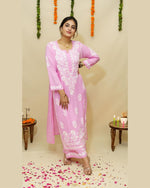 Load image into Gallery viewer, Lali Modal Chikankari Kurti Set Baby-Pink
