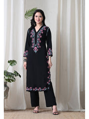 Sadiya Duel Thread Rayon Chikankari Kurti - The Lucknowi Chikan 