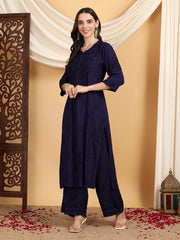 Malhar Rayon Chikankari Kurti Set