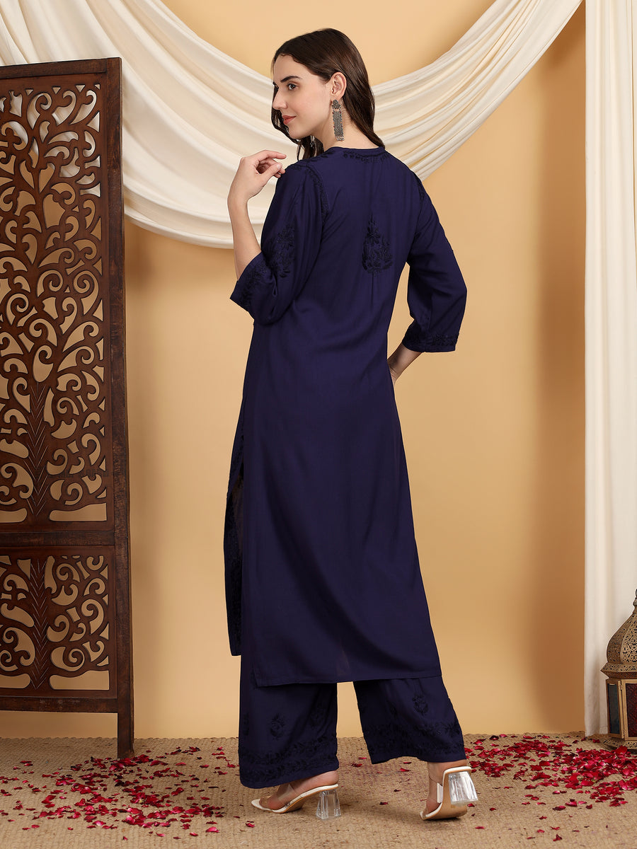 Malhar Rayon Chikankari Kurti Set