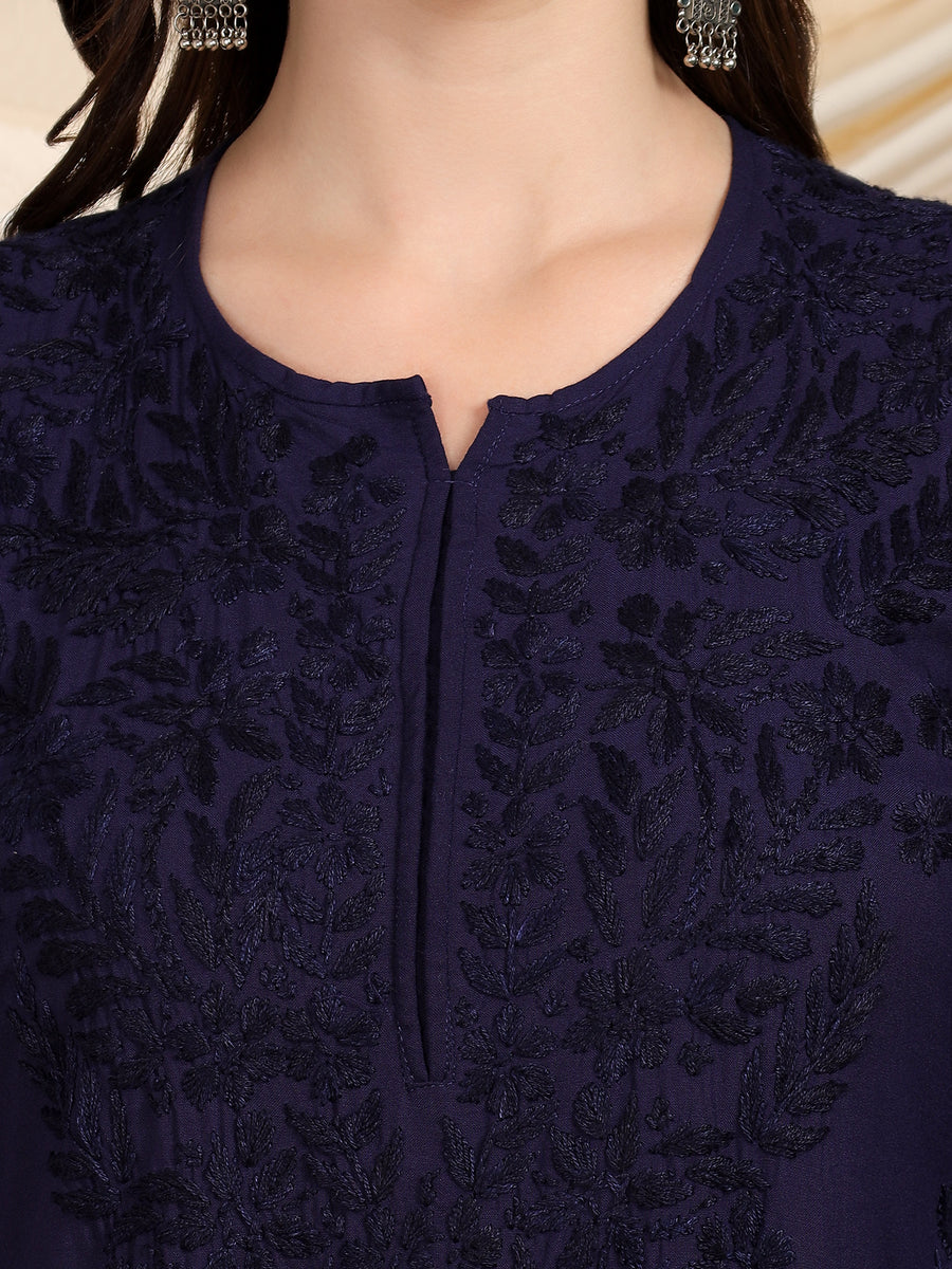 Malhar Rayon Chikankari Kurti Set