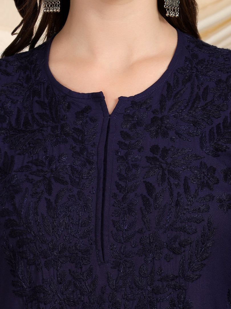 Malhar Rayon Chikankari Kurti Set