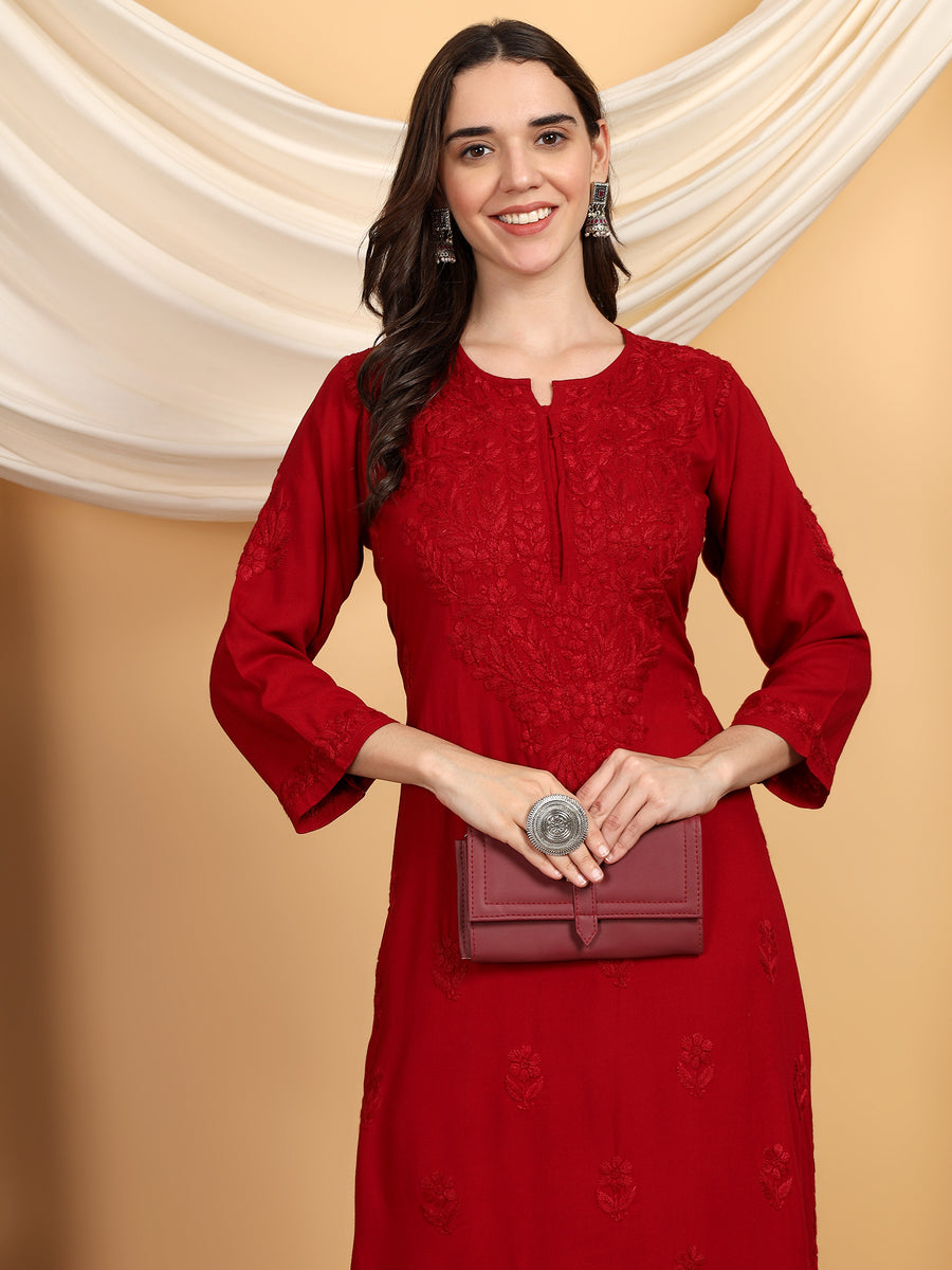 Malhar Rayon Chikankari Kurti Set
