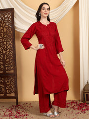 Malhar Rayon Chikankari Kurti Set