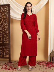 Malhar Rayon Chikankari Kurti Set