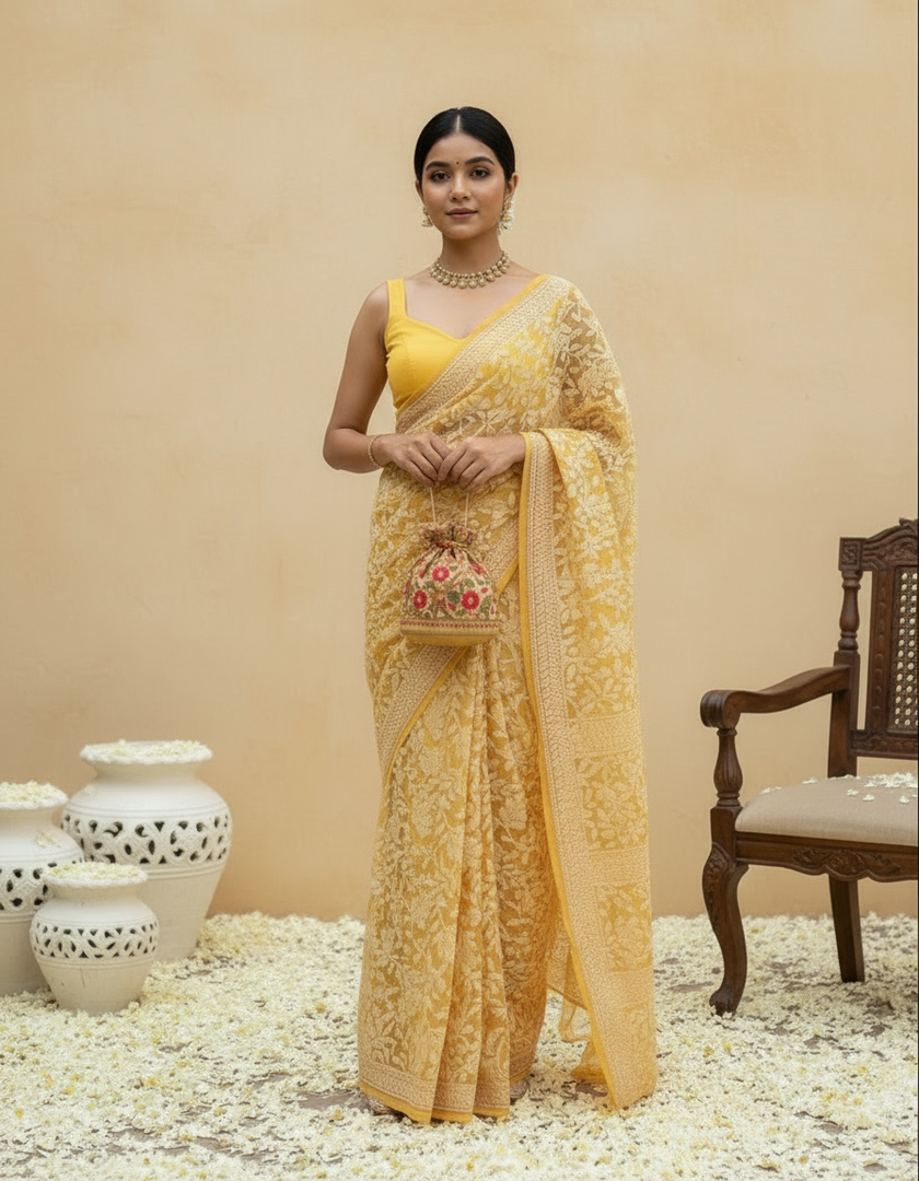 Gulzar Full Jaal Chikankari Saree