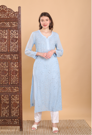 Nargis Viscose Mukaish Chikankari Kurti