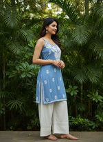 Load image into Gallery viewer, Boho Strappy Sleeveless Chikankari Kurti
