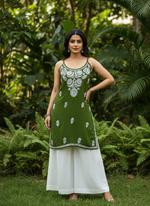 Load image into Gallery viewer, Boho Strappy Sleeveless Chikankari Kurti
