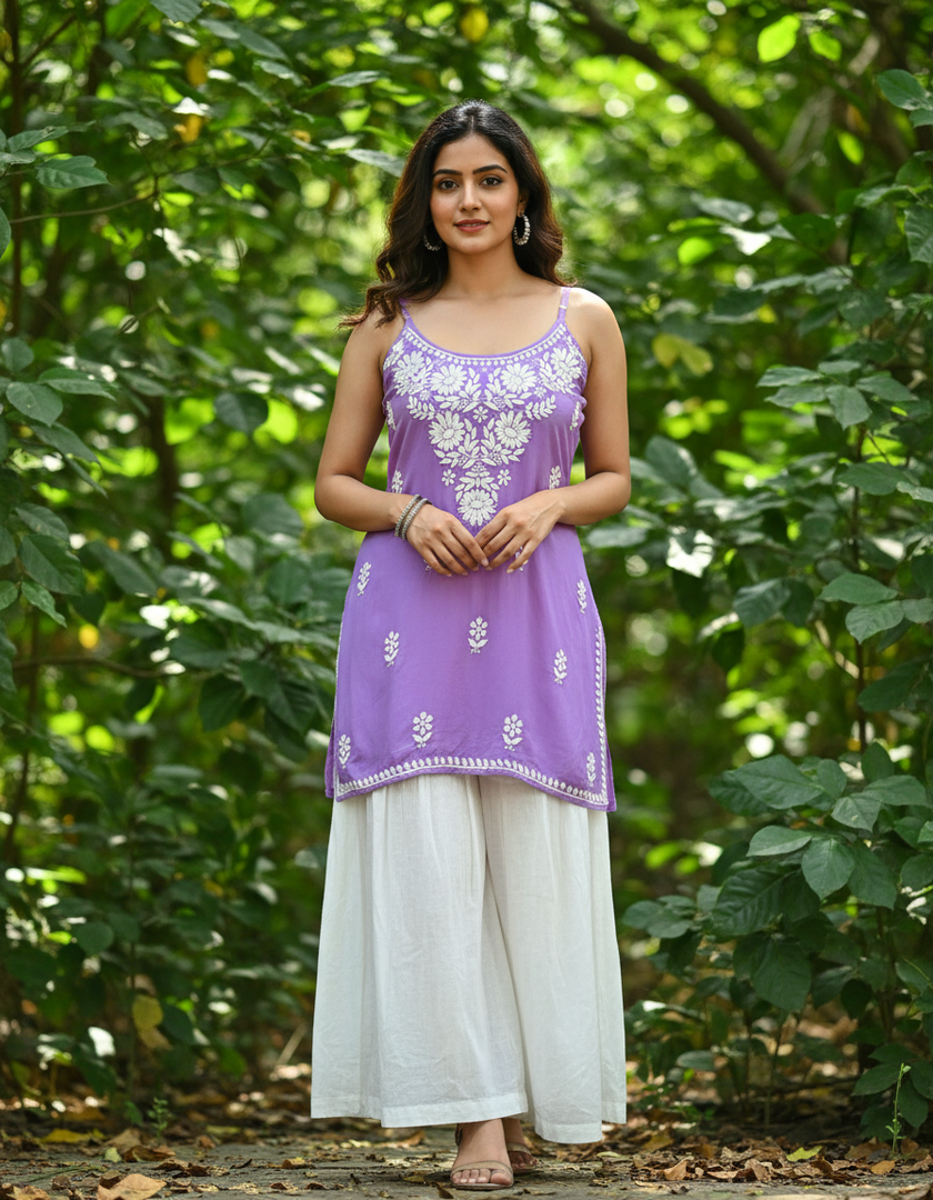 Boho Strappy Sleeveless Chikankari Kurti