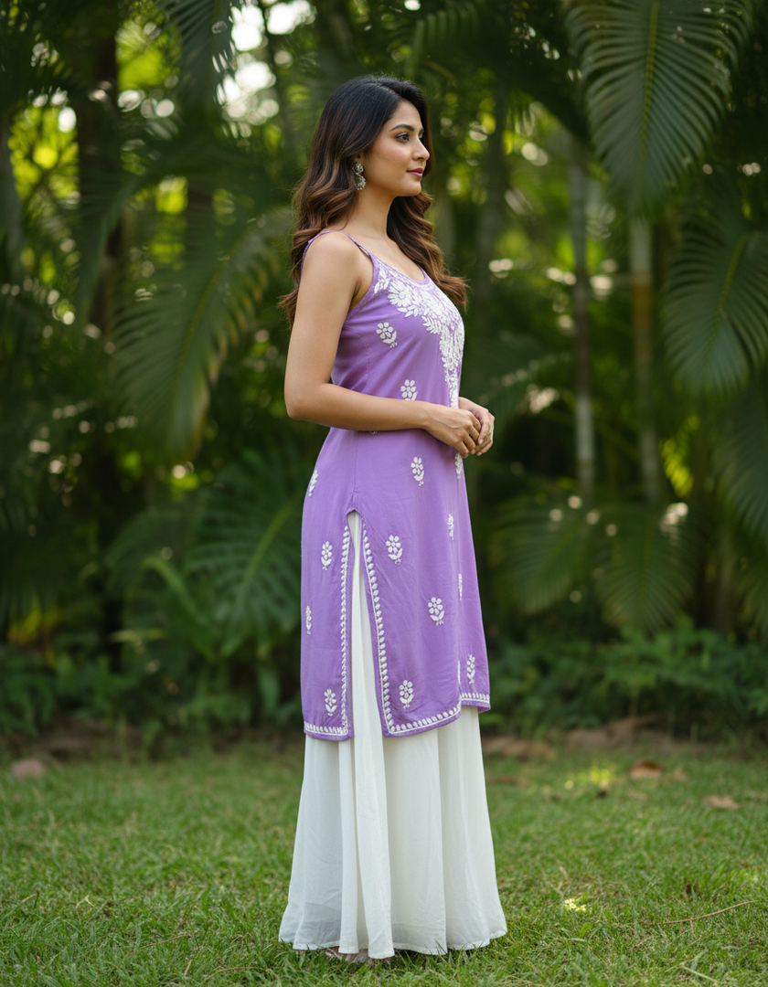 Boho Strappy Sleeveless Chikankari Kurti