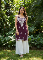 Load image into Gallery viewer, Boho Strappy Sleeveless Chikankari Kurti
