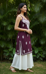 Boho Strappy Sleeveless Chikankari Kurti