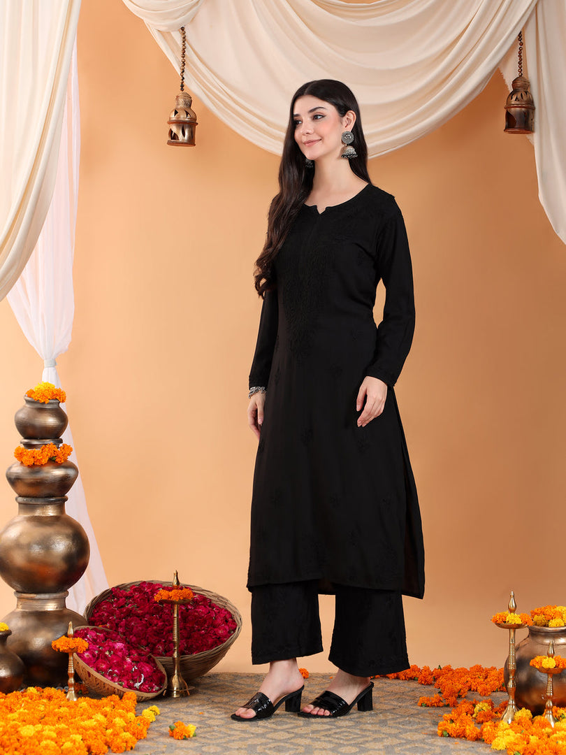 Karry Rayon Chikankari Kurti Pallazo Set