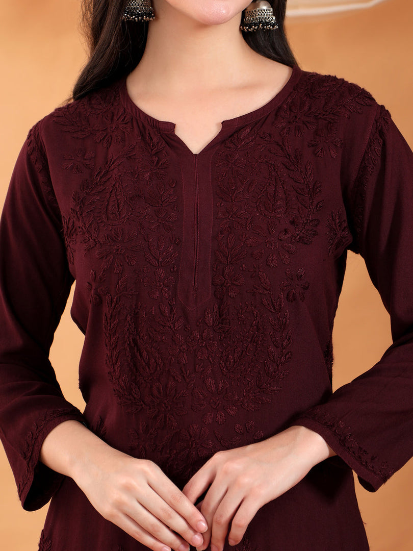 Karry Rayon Chikankari Kurti Pallazo Set
