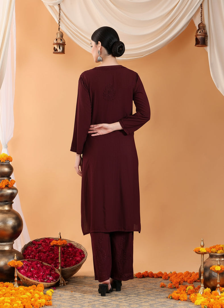 Karry Rayon Chikankari Kurti Pallazo Set