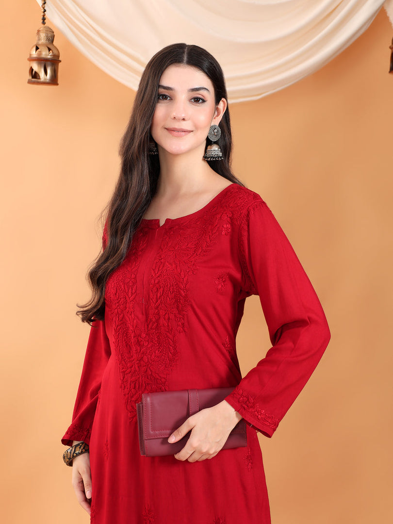 Karry Rayon Chikankari Kurti Pallazo Set