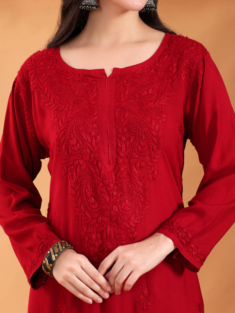 Karry Rayon Chikankari Kurti Pallazo Set