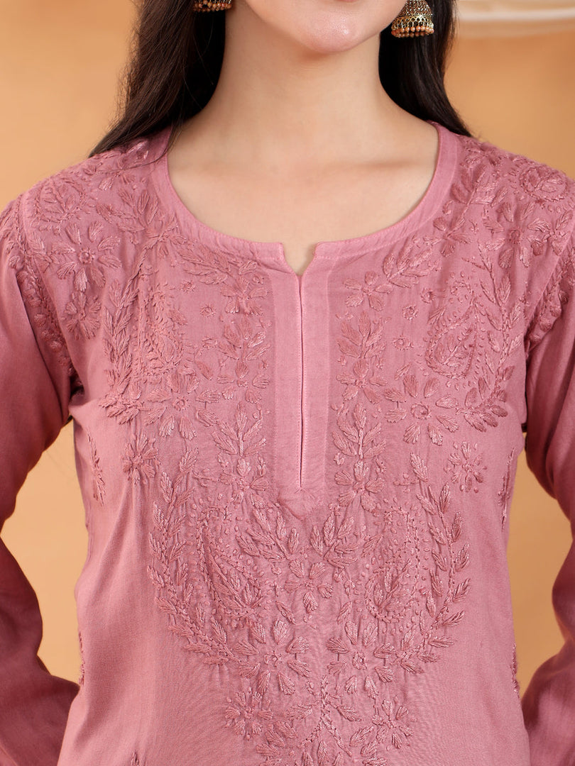 Karry Rayon Chikankari Kurti Pallazo Set