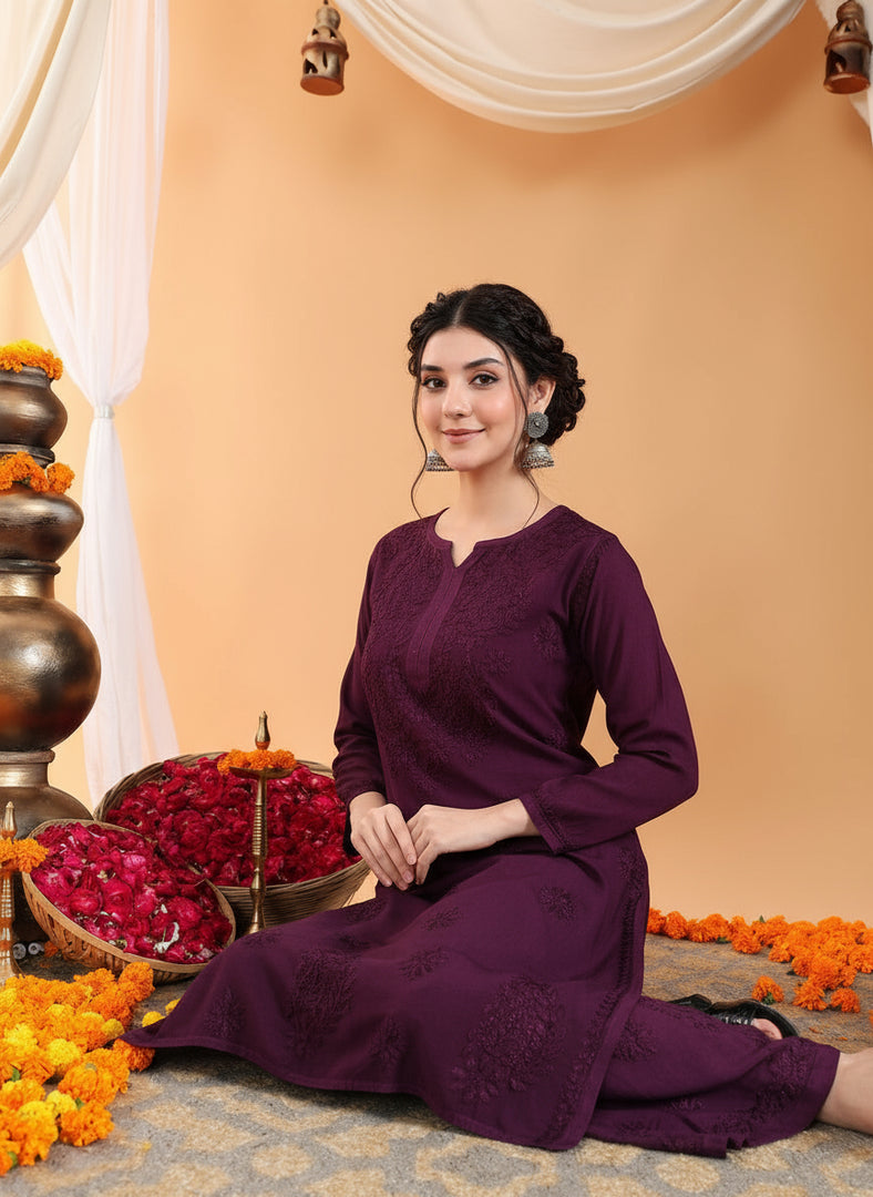 Karry Rayon Chikankari Kurti Pallazo Set