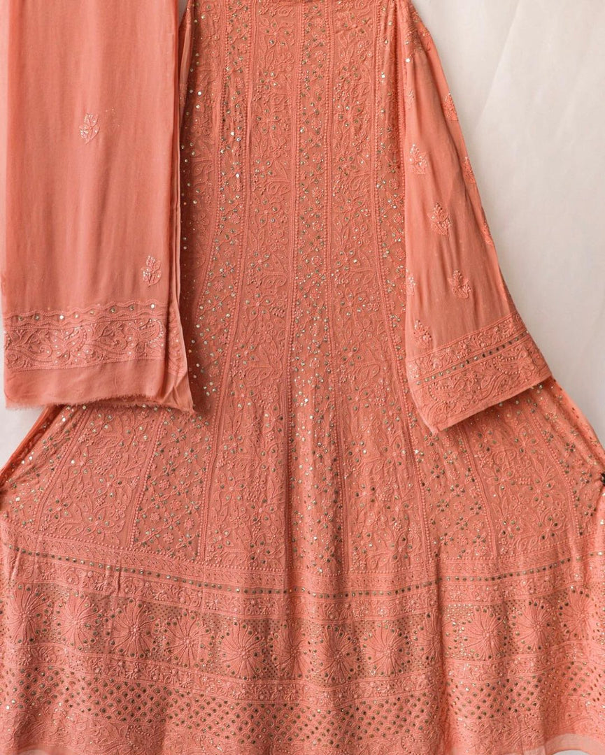 Shagun Viscose Heavy Anarkali & Dupatta Set Peach
