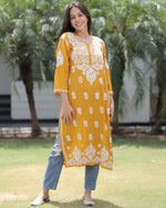 Load image into Gallery viewer, Najuk Modal Chikankari Straight Kurti

