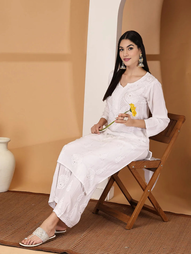 Aqsa Premium Chikankari Kurti Set