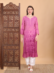 Madhuri Muslin Frill Kurti Plum