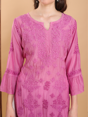 Madhuri Muslin Frill Chikankari Kurti