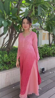 Maher Viscose 3D Work Long Chikankari Kurti