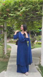 Kalira Rayon Mukaish Chikankari Kurti Set