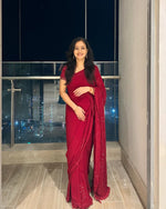 Load image into Gallery viewer, Nazm Viscose Mukaish Chikankari Saree
