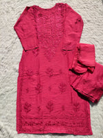 Load image into Gallery viewer, Bhumi Chanderi Chikankari Suit Set