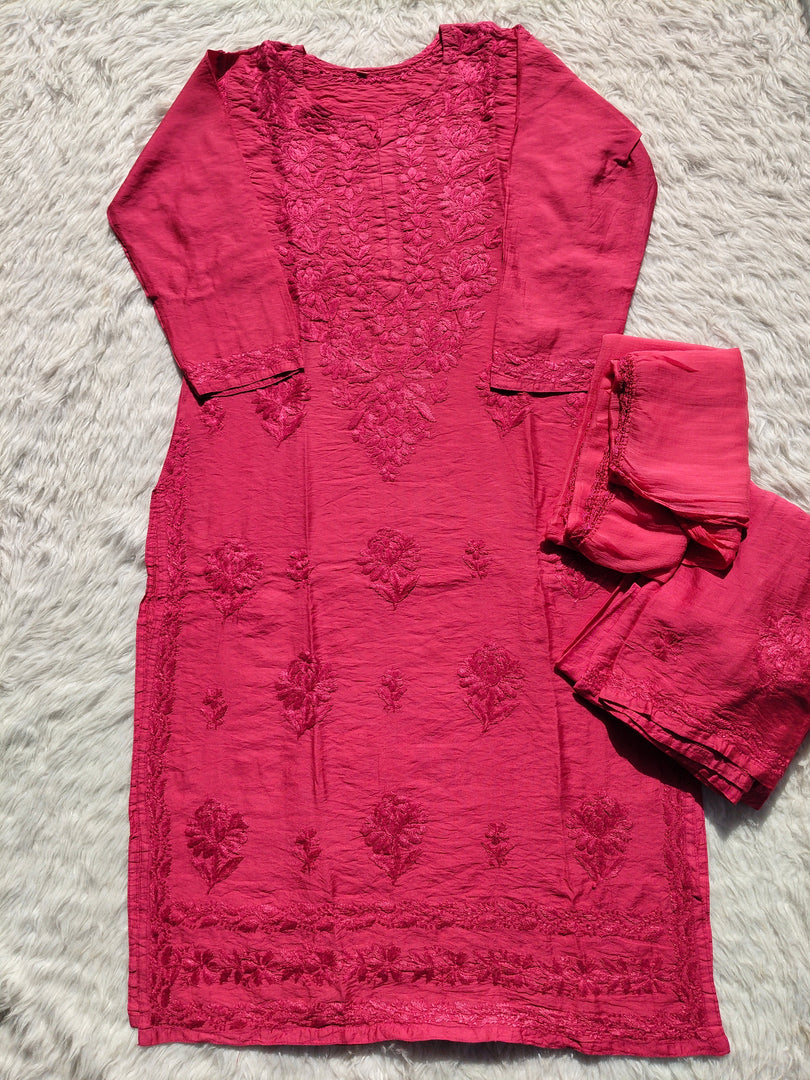 Bhumi Chanderi Chikankari Suit Set