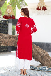 Malhar Rayon Long Chikankari Kurta