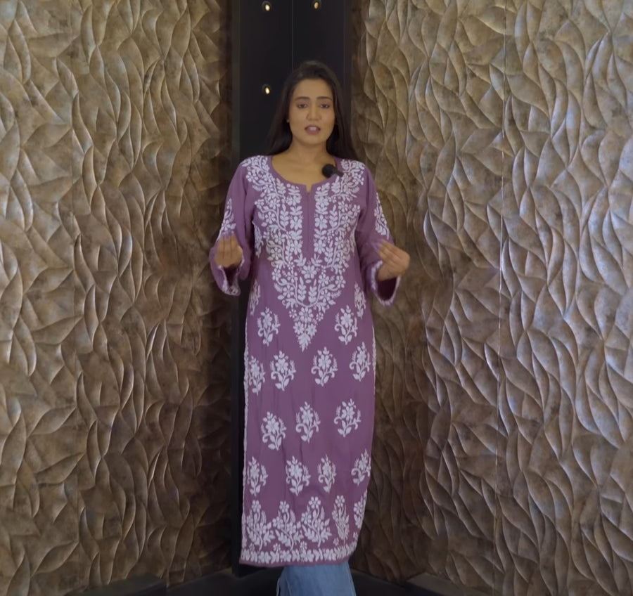 Mausam Modal Chikankari Straight Kurti